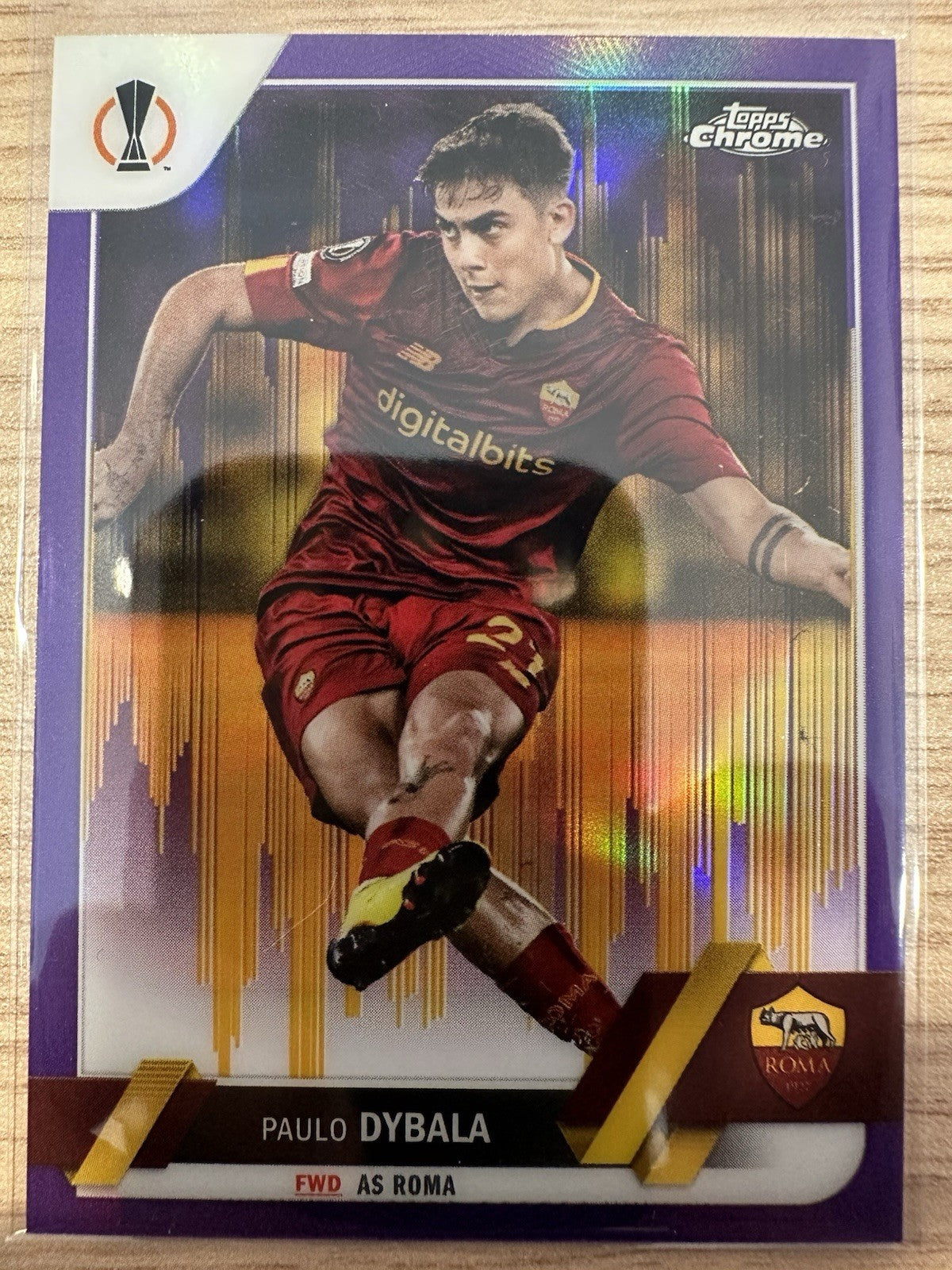 Paulo Dybala Purple Gold Seismic Parallel Topps Chrome UEL 2023