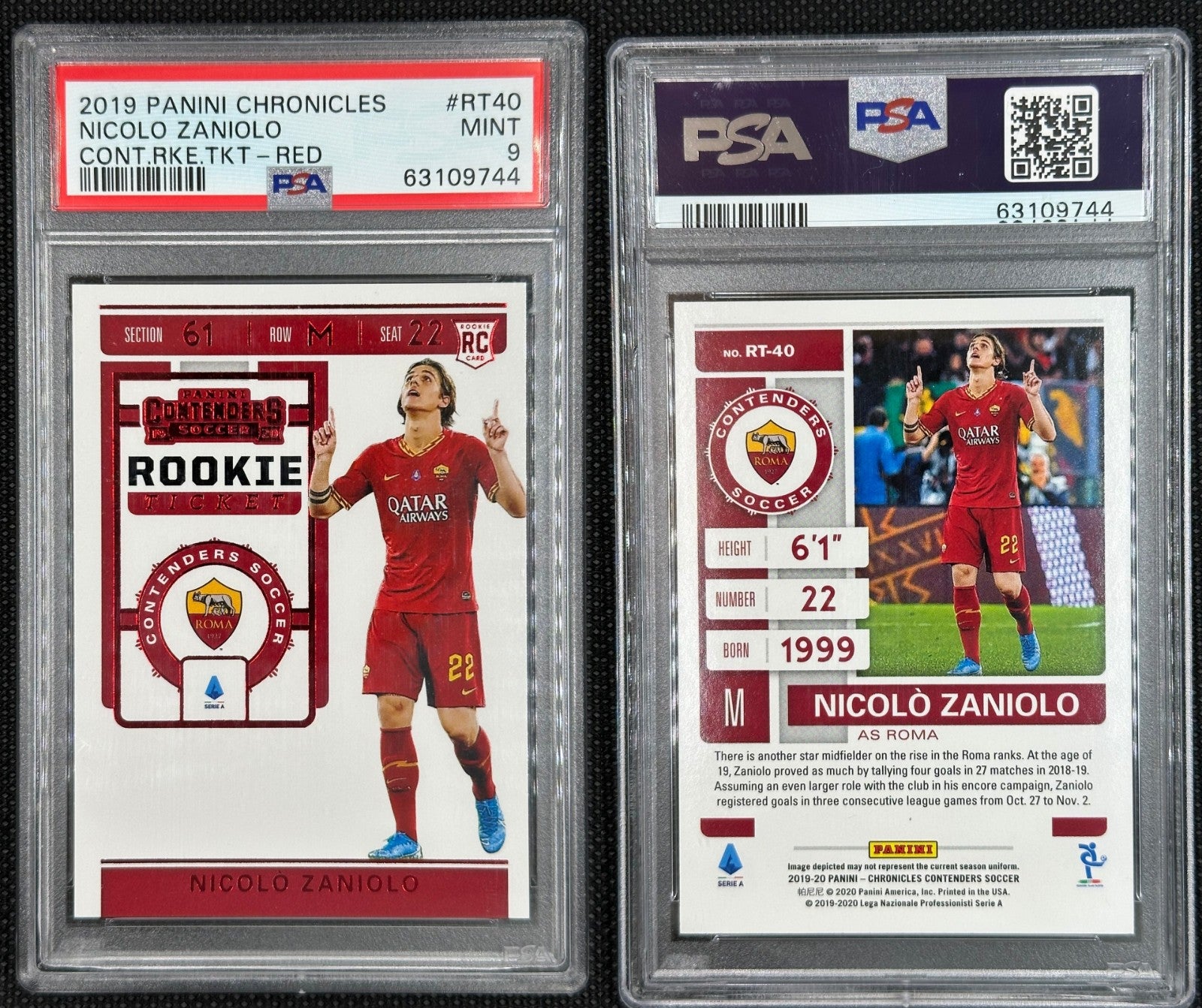 Nicolò Zaniolo Rookie Panini Chronicles 20219 PSA 9 MINT
