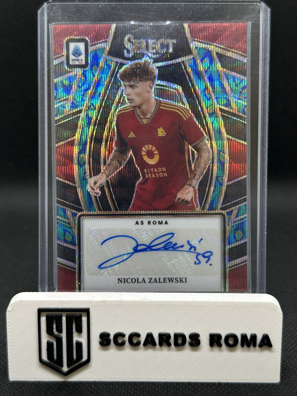 Nicola Zalewski Autograph Peacock AS Roma Panini Select Serie A 2023-24
