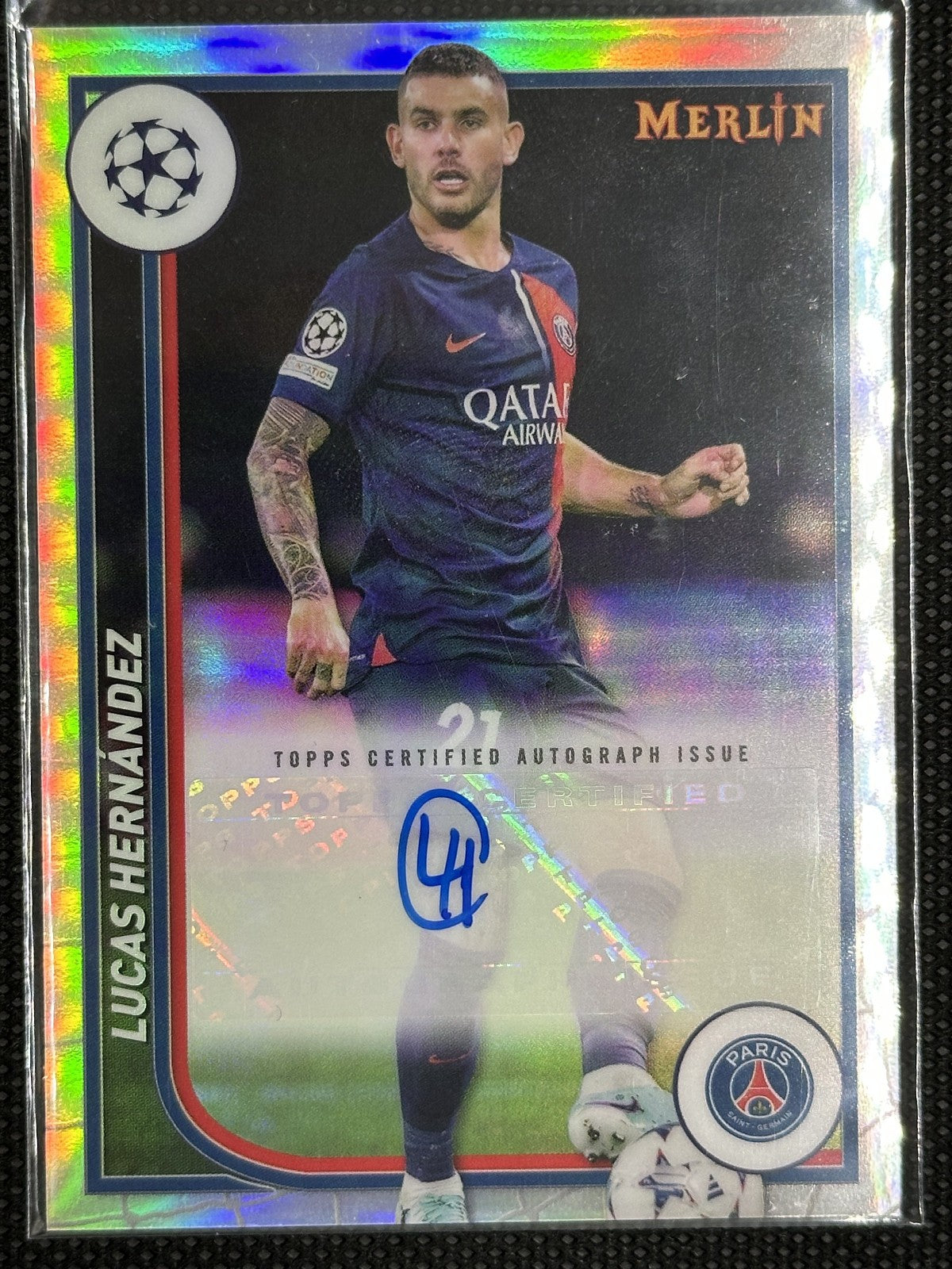 Lucas Hernández Autograph Topps Merlin UEFA Club Competition 2023/24