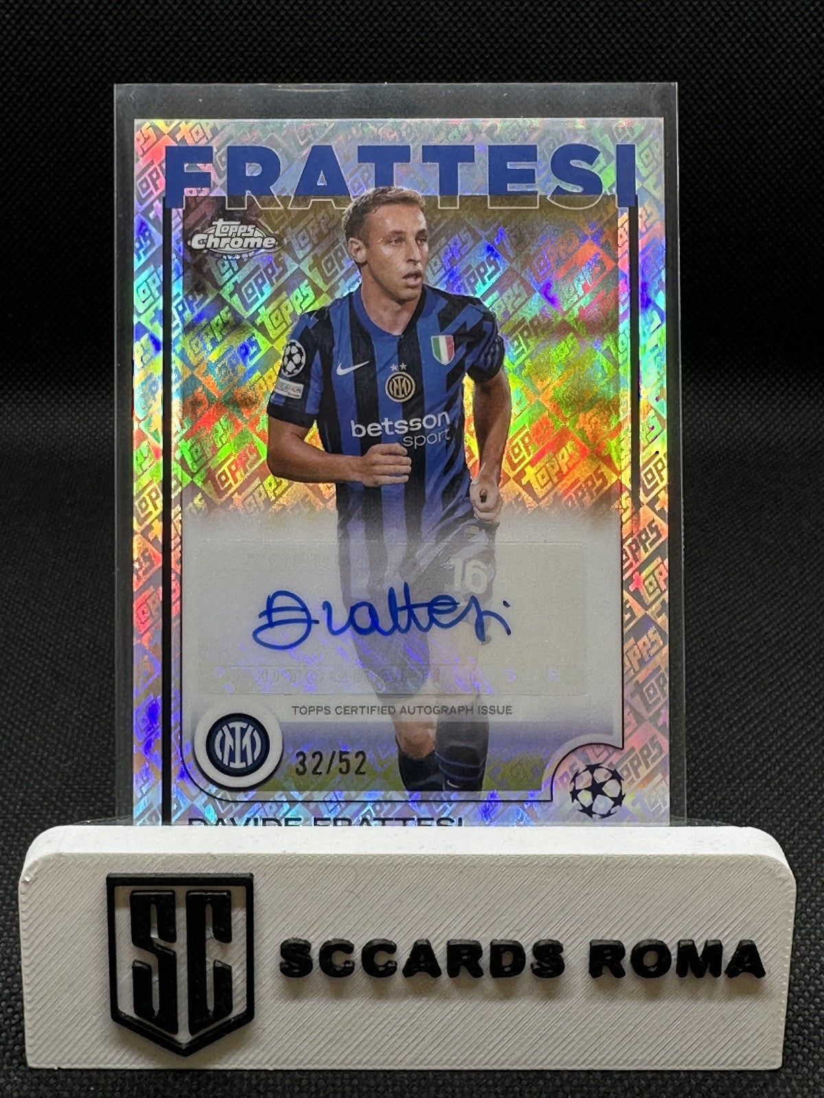 Davide Frattesi Autograph /52 Topps Chrome UEFA Club Competition 2024/25