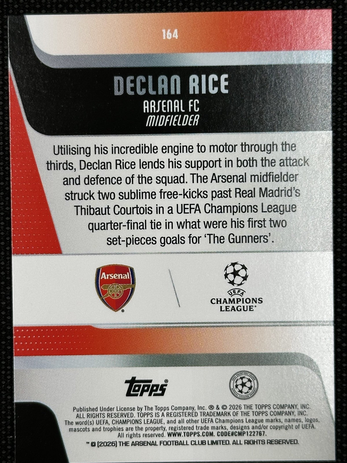 Declan Rice /250 Topps UCC Flagship Edition 2025/26