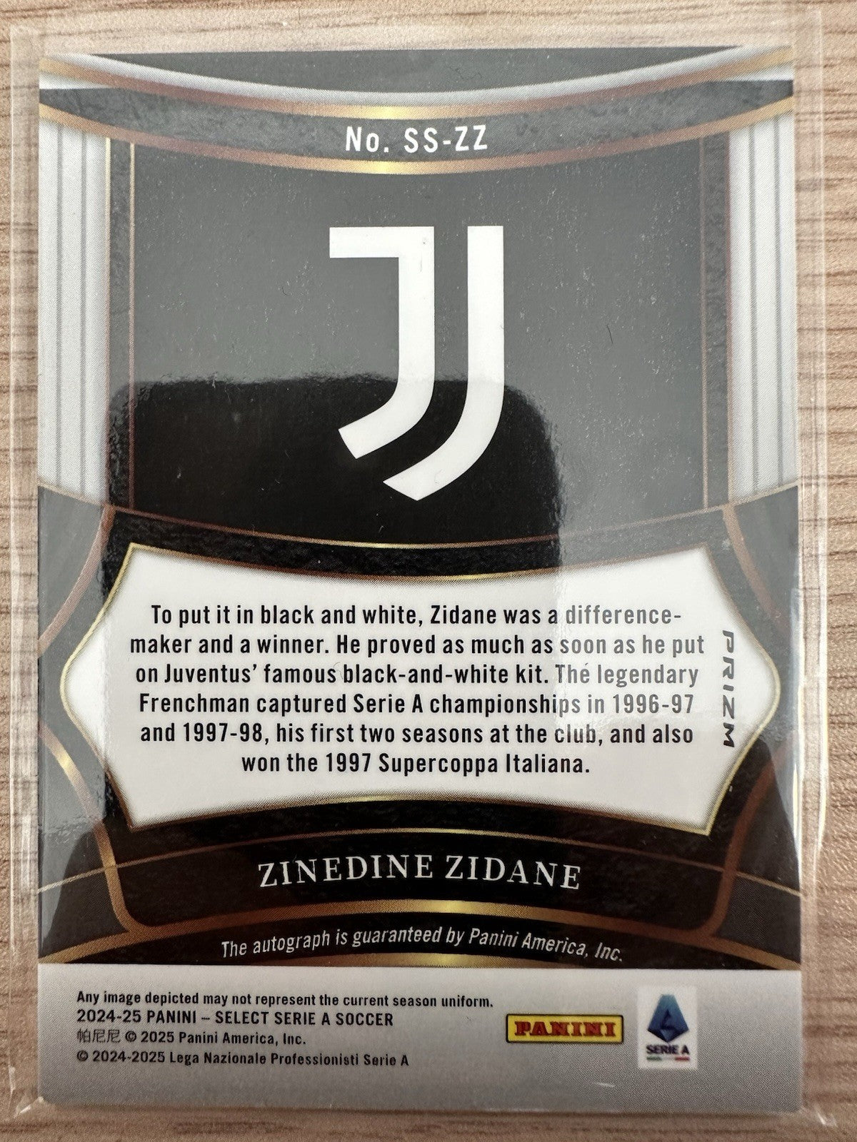 Zinedine Zidane Autograph Panini Select Serie A 2024/25