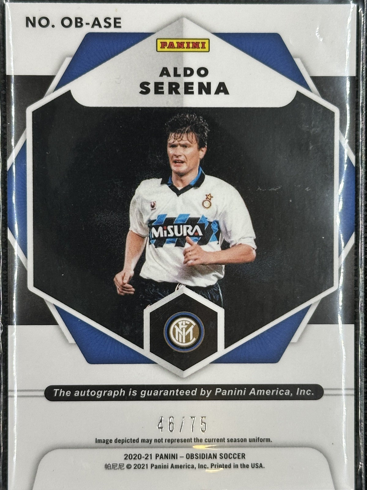 Aldo Serena Autograph /75 Panini Obsidian 2020-21 Inter