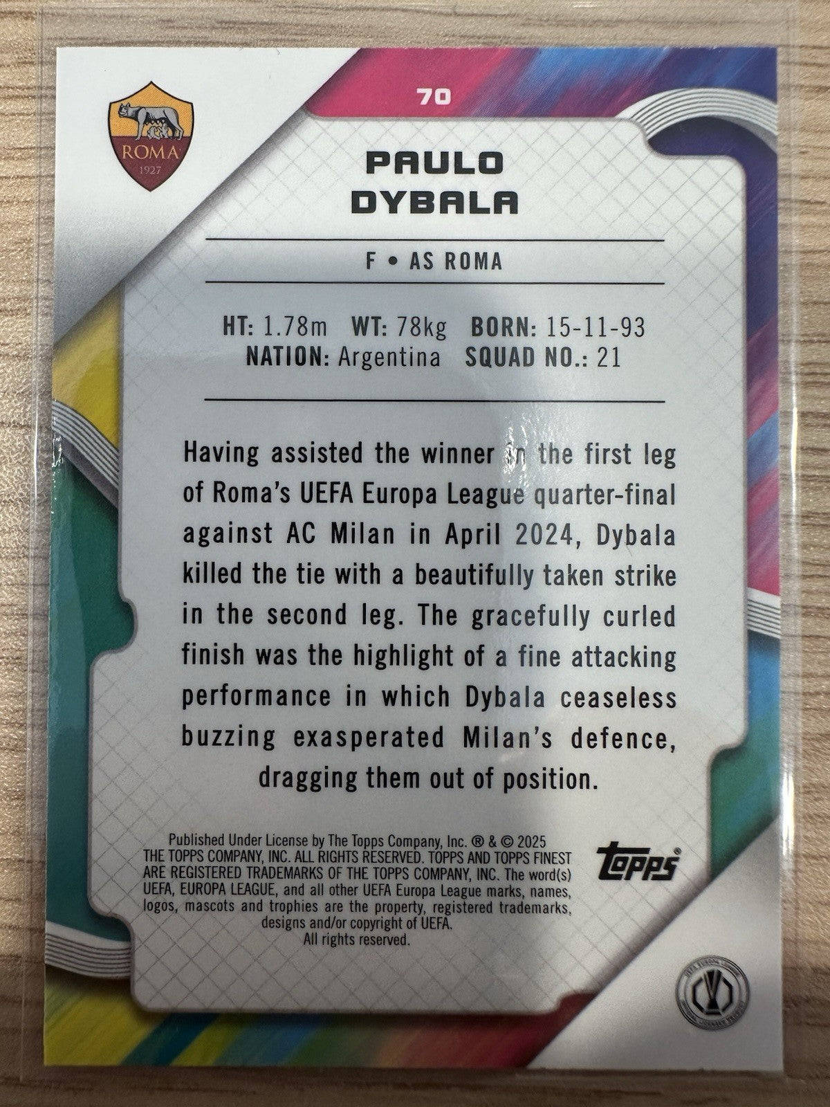 Paulo Dybala 12/150 Topps Finest UEL 2025