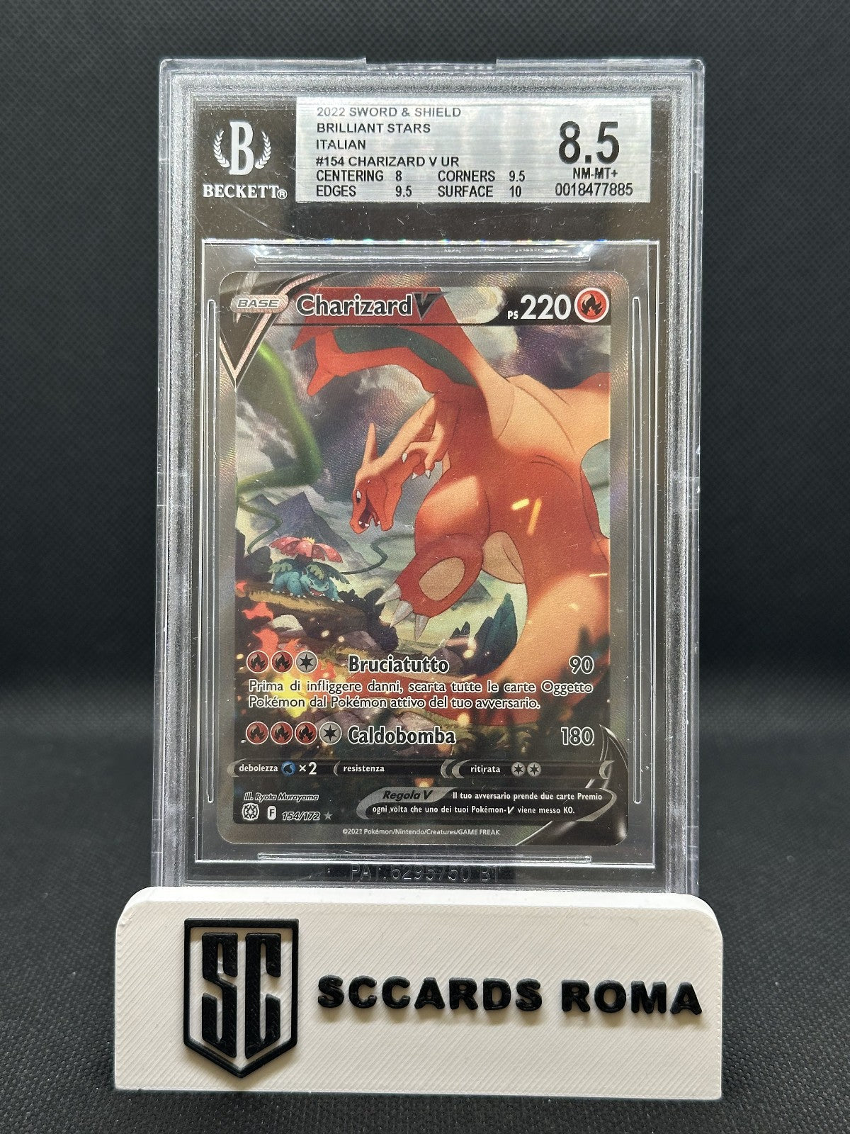 Charizard V UR 2022 Sword & Shield Brilliant Stars BGS 8,5 NM-MT ITA