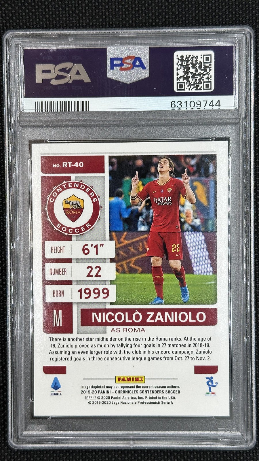 Nicolò Zaniolo Rookie Panini Chronicles 20219 PSA 9 MINT