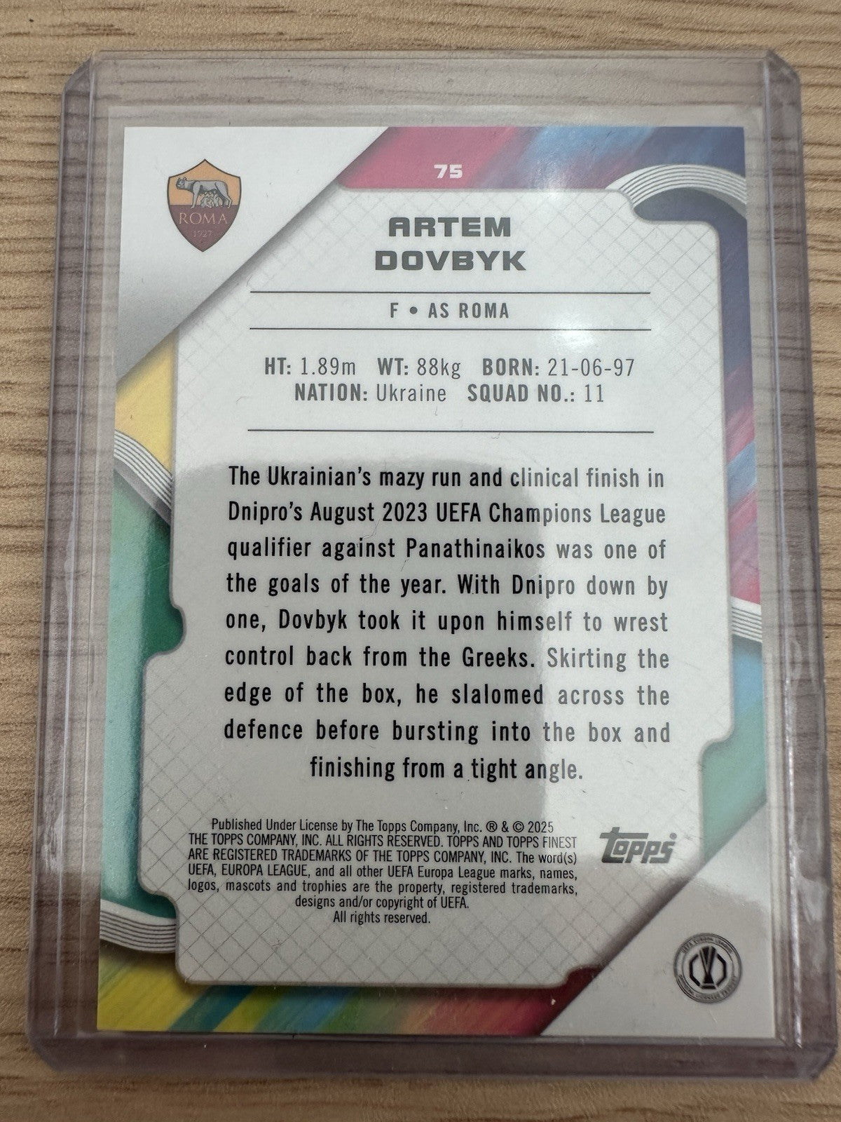 Artem Dovbyk 157/199 Topps Finest 2025