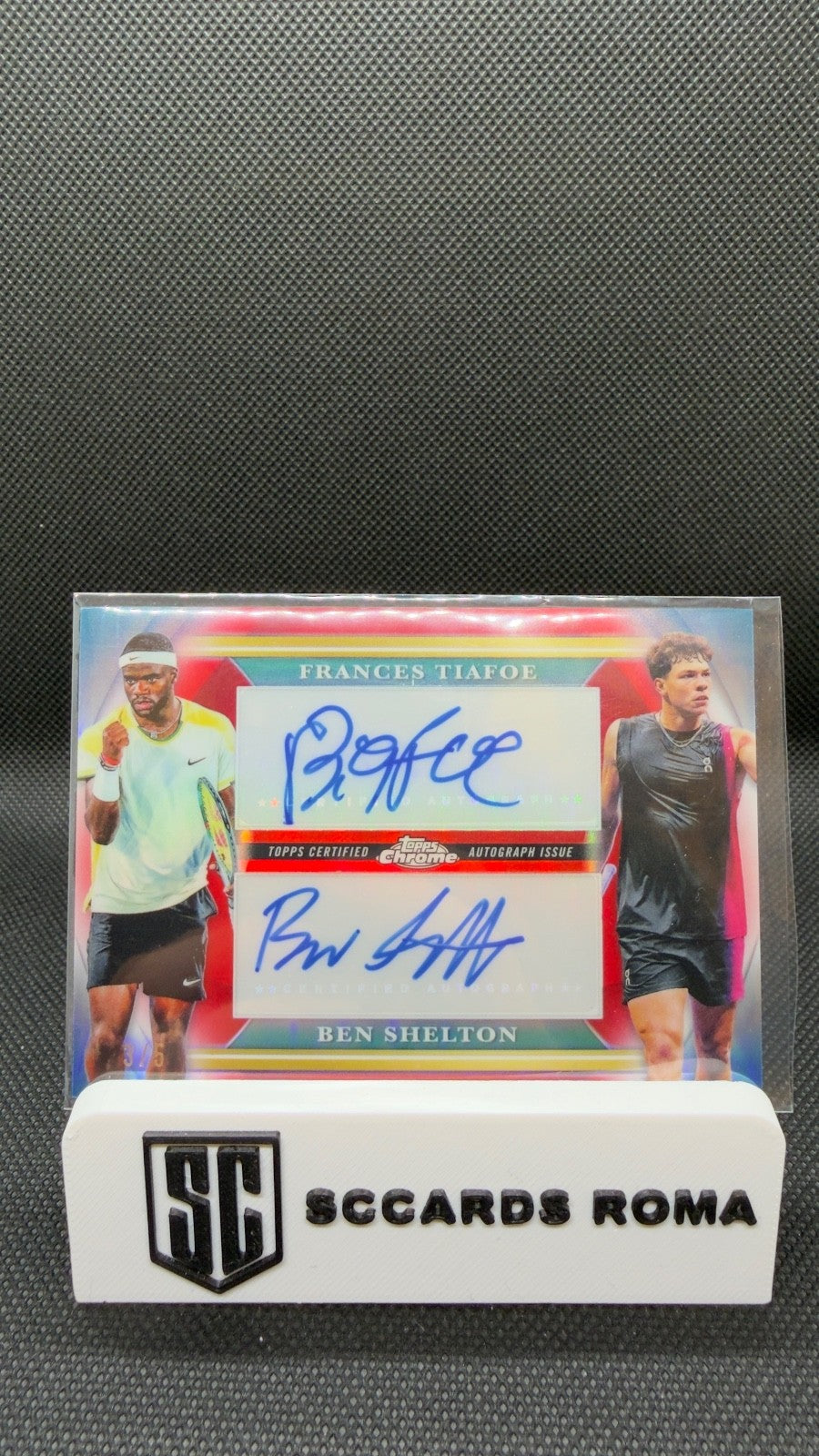 Frances Tiafoe & Ben Shelton  2024 Topps Chrome Tennis Dual Auto red /5
