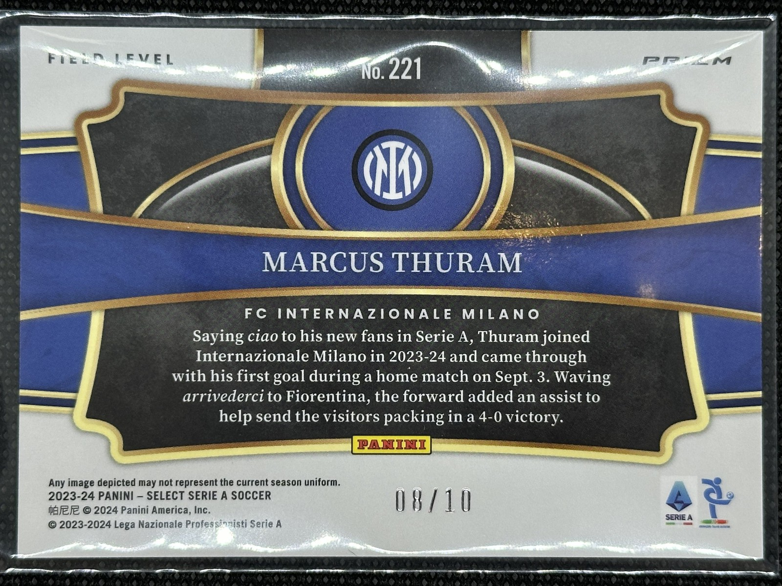 Marcus Thuram /10 Gold Panini Select Serie A 2023-24 Inter