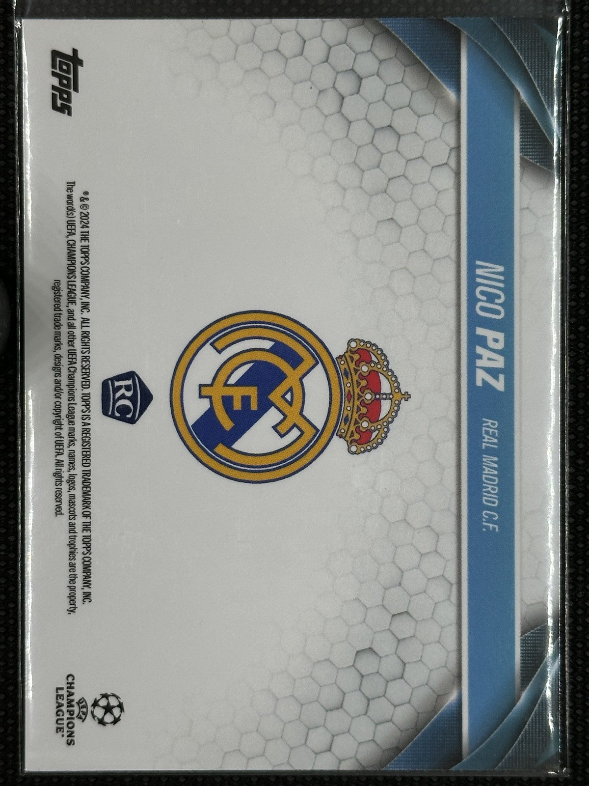 Nico Paz Autograph Rookie /49 Topps UEFA Champions League 2023/24 Real Madrid