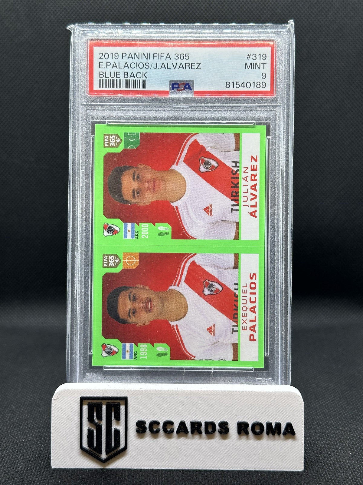 Exequiel Palacios Julian Alvarez Panini Fifa 365 Blue Back PSA 9 MINT 2019
