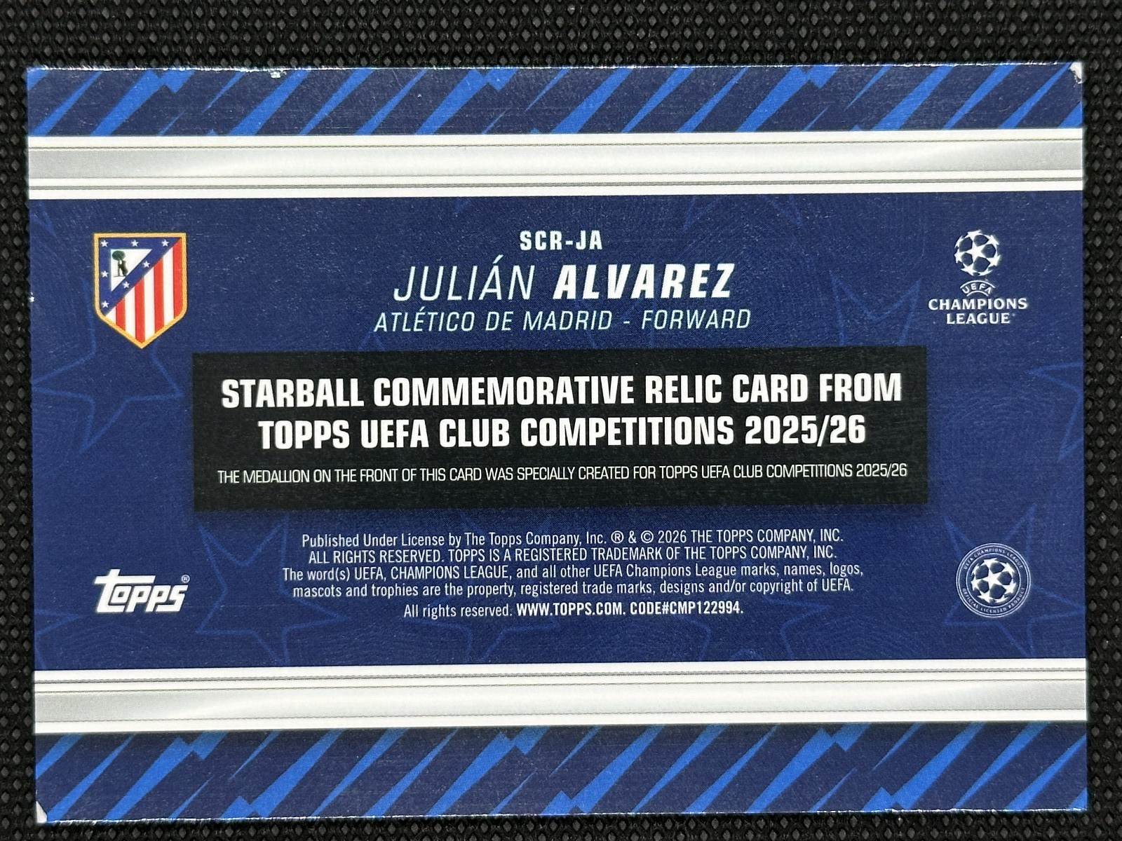 Julian Alvarez Starball Relic Topps UCC Flagship Edition 2025/26
