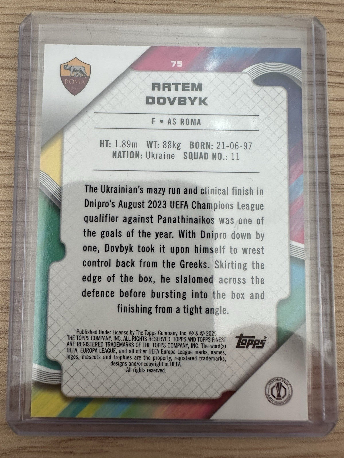 Artem Dovbyk 43/275 Topps Finest 2025