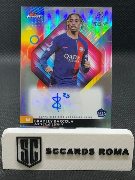 Bradley Barcola Autograph Rookie Topps Finest UCL 2023/24