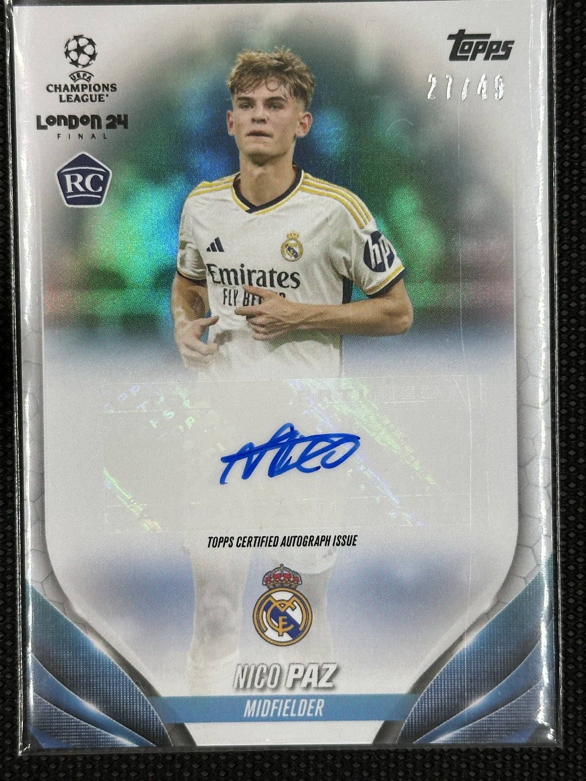 Nico Paz Autograph Rookie /49 Topps UEFA Champions League 2023/24 Real Madrid