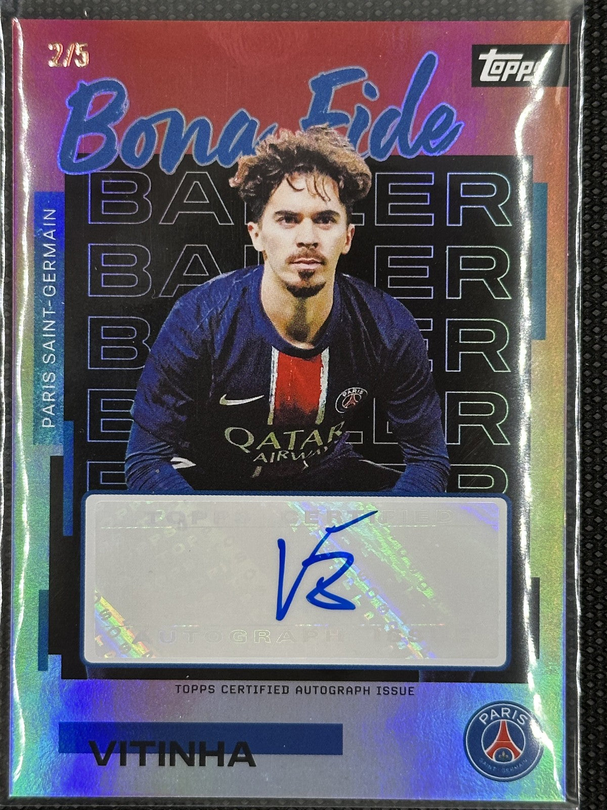 Vitinha Autograph /5 Bona Fide Baller Topps Team Set Paris Saint-Germain 2025/26