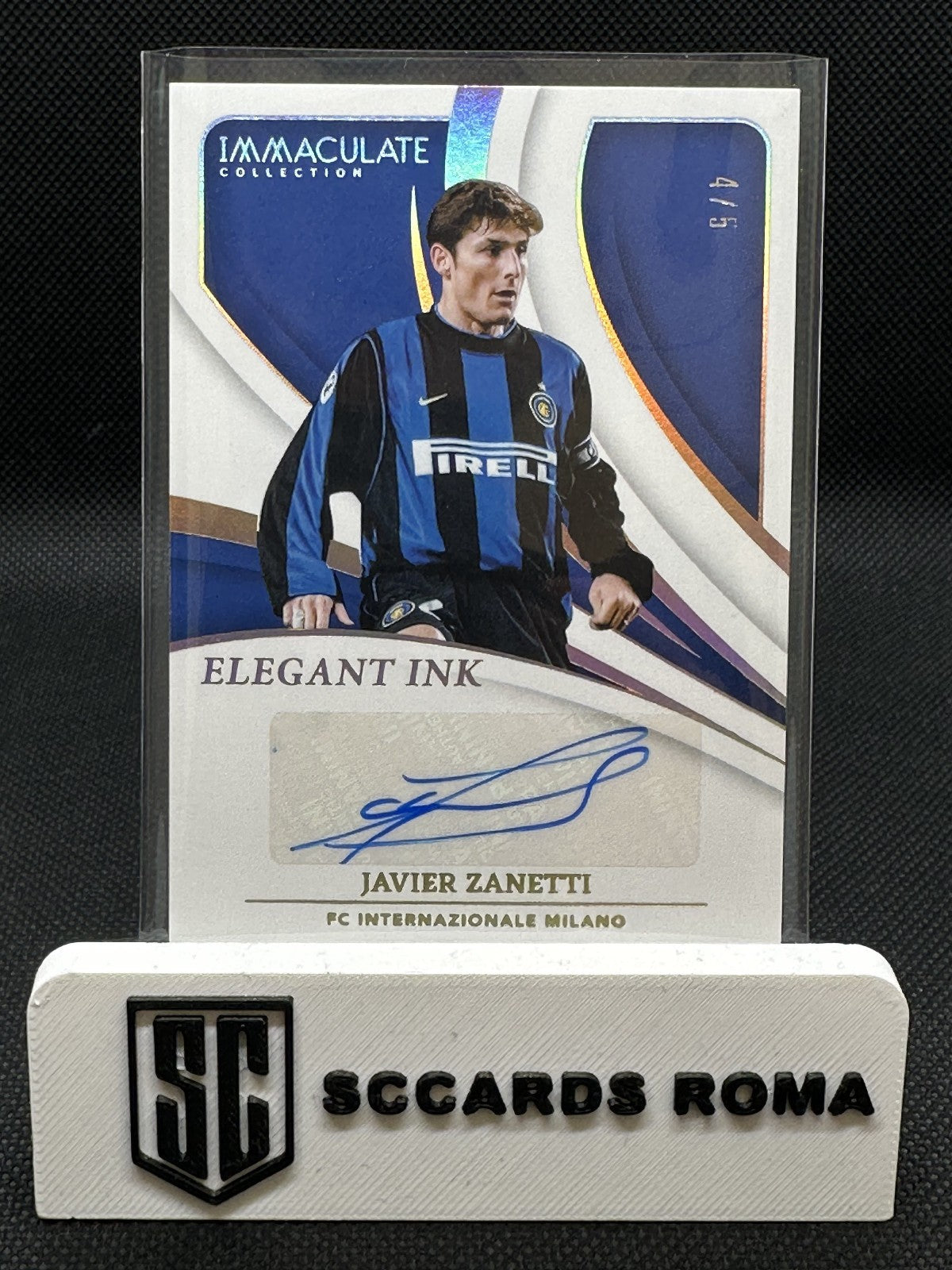 Javier Zanetti Auto /5 Panini Immaculate 2024/25 Elegant Ink Jersey Number