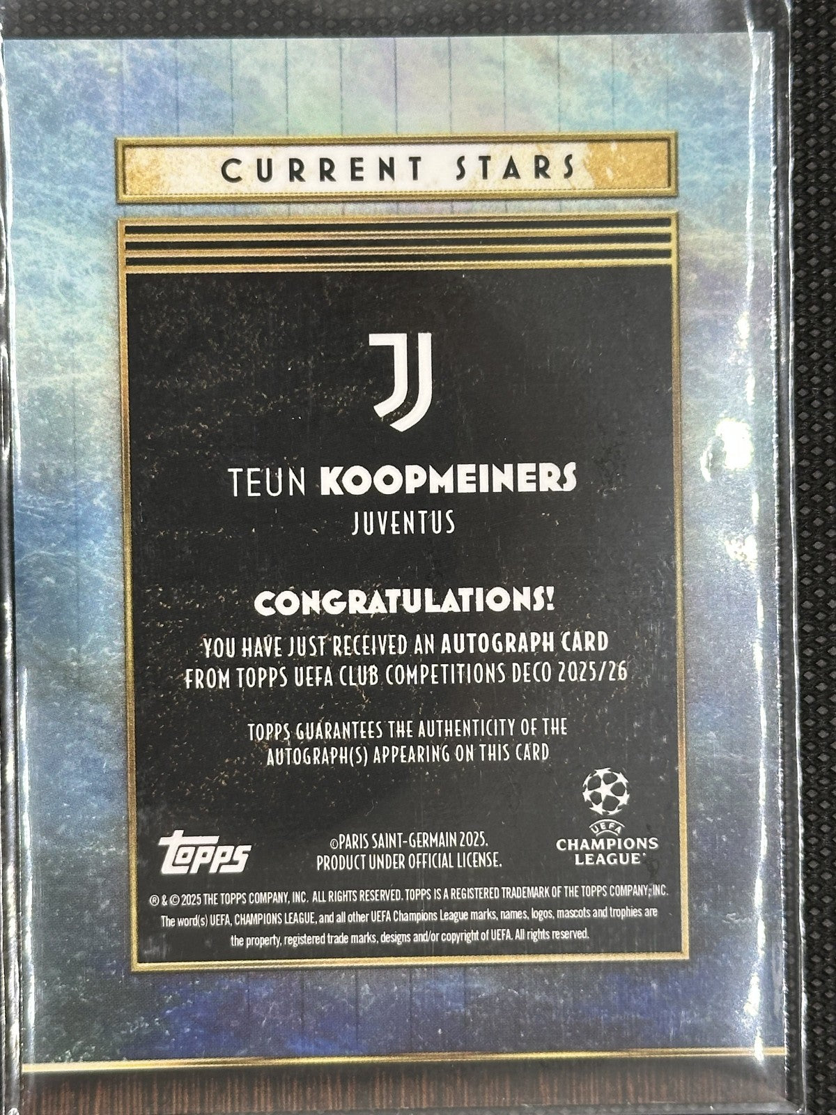 Teun Koopmeiners Autograph /99 Topps Deco 2025 Juventus