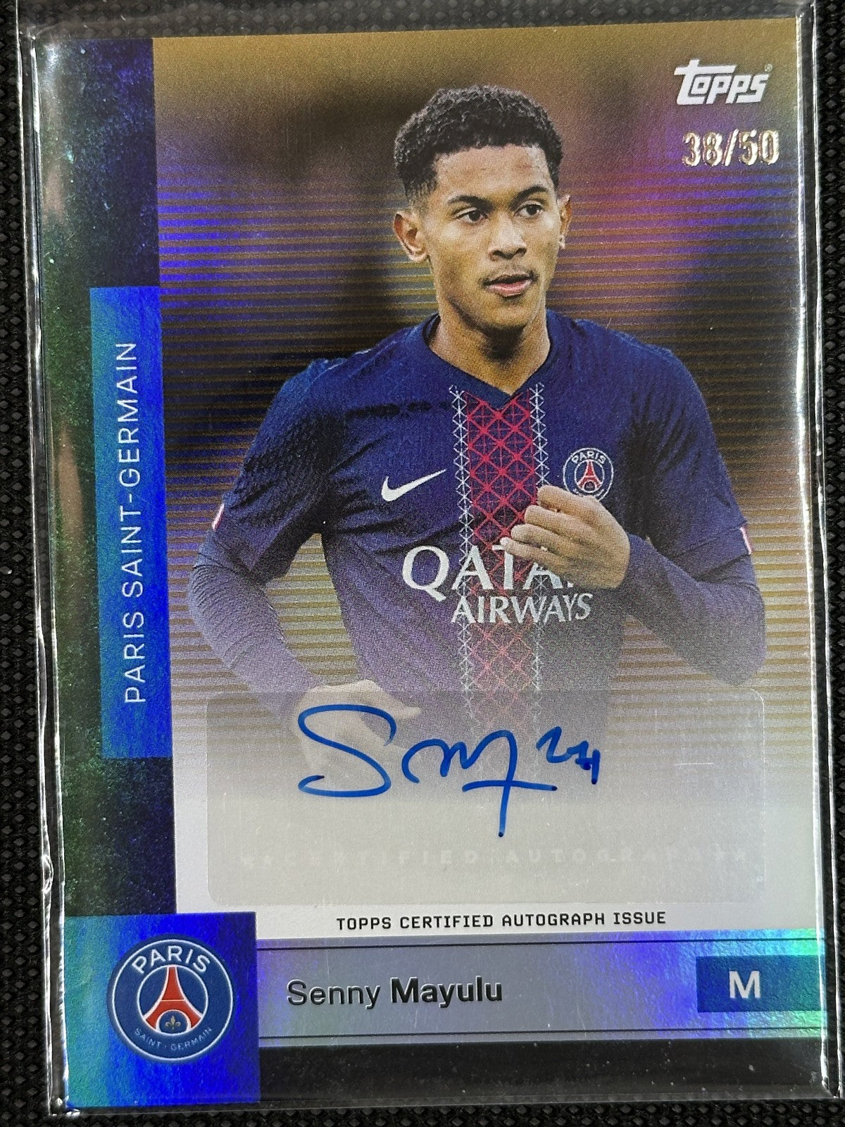 Senny Mayulu Autograph /50 Topps Team Set Paris Saint-Germain 2025/26