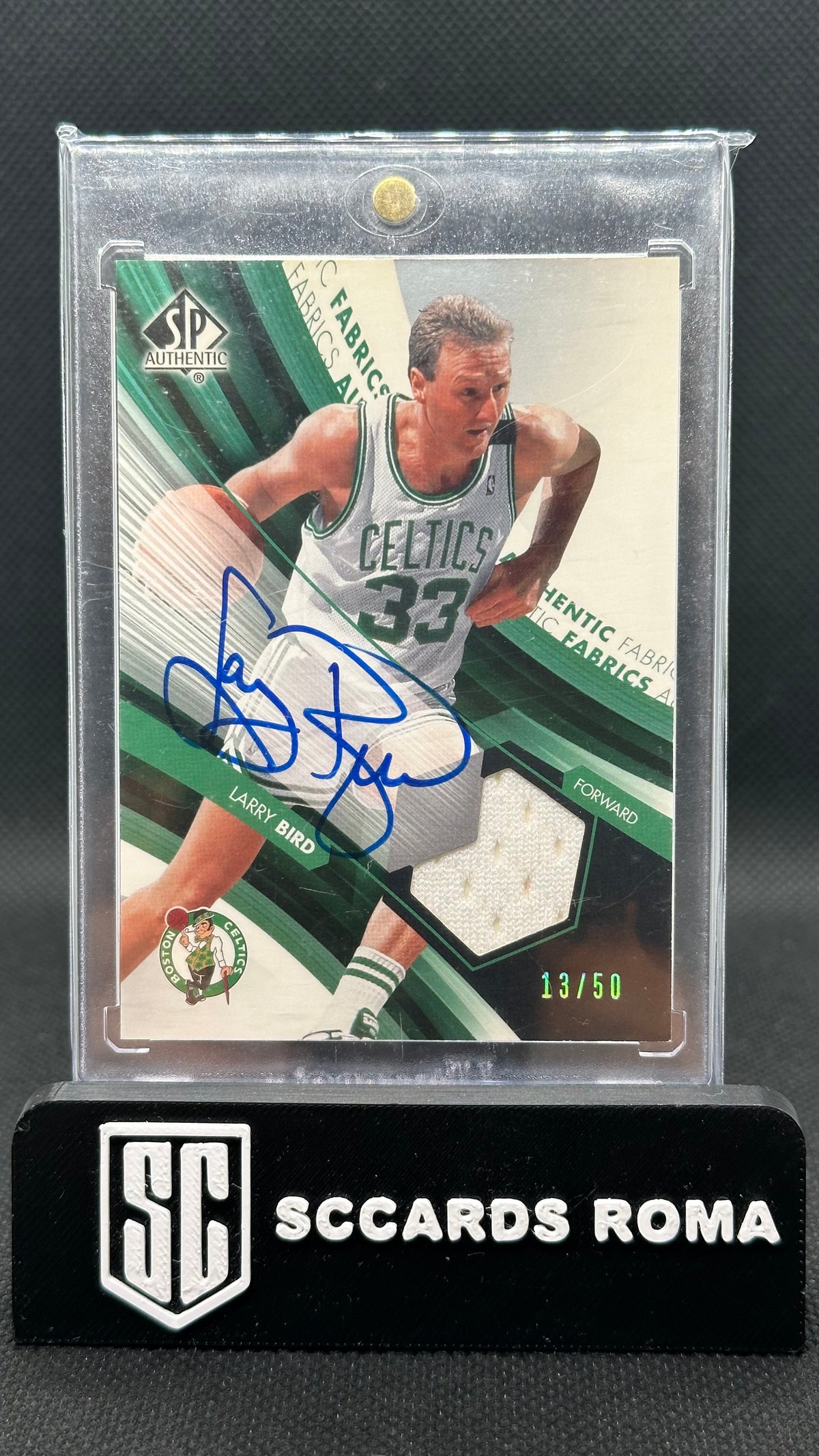 Larry Bird auto patch /50 game used jersey Authentic Fabrics Autograph
