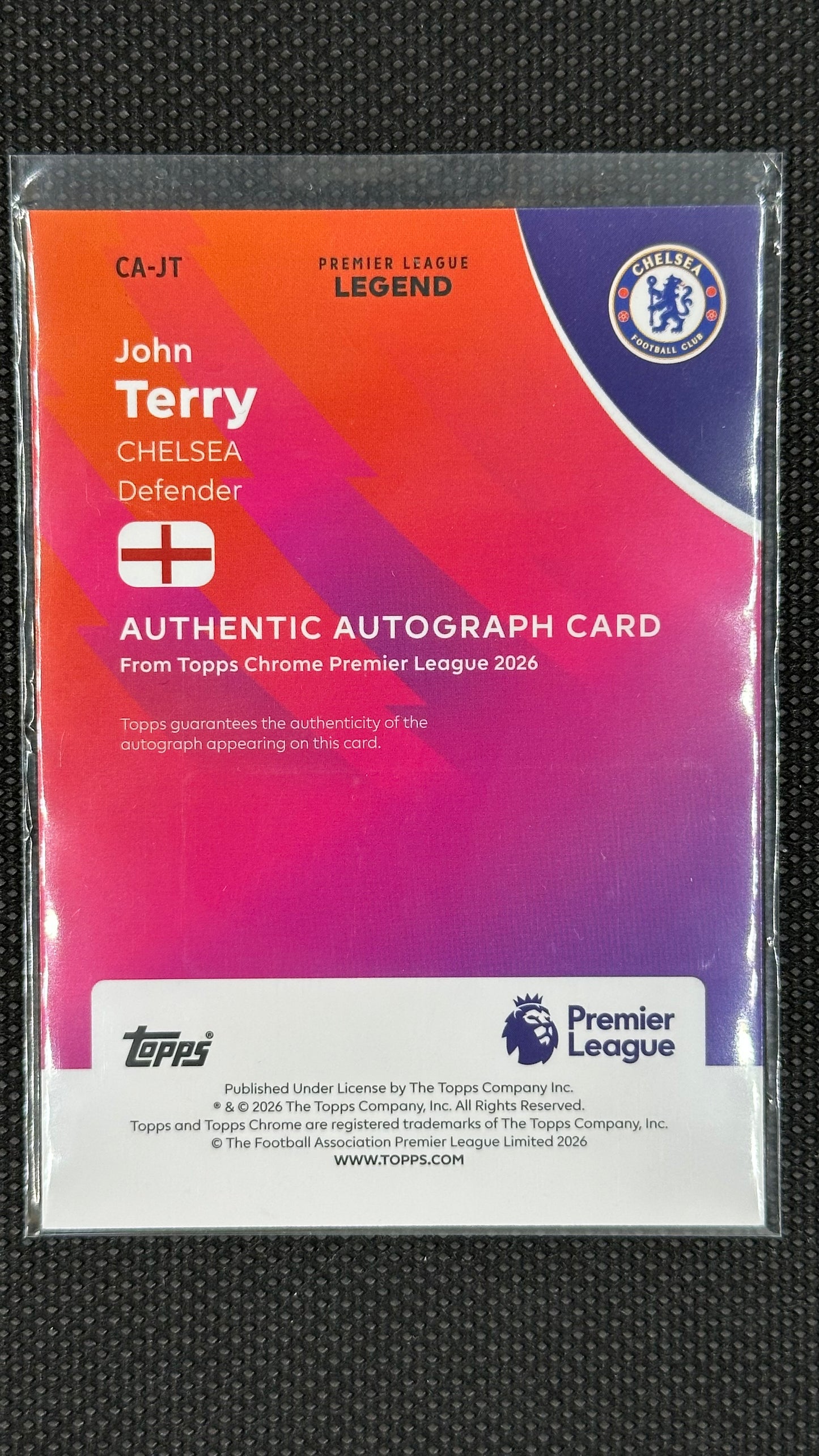 John Terry auto /99  Topps chrome premier league