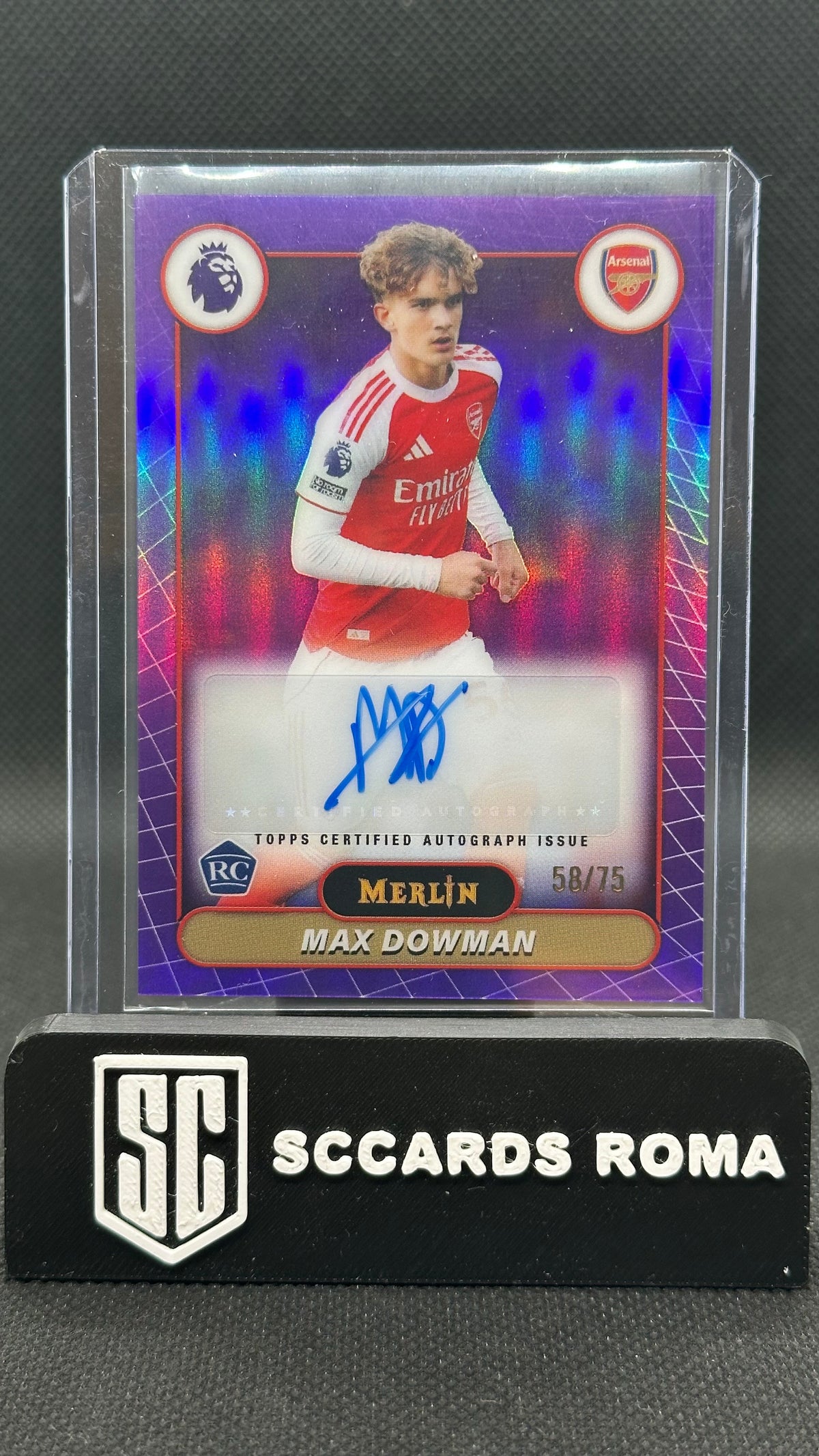 Max Dowman rookie auto /75 Topps Merlin premier league