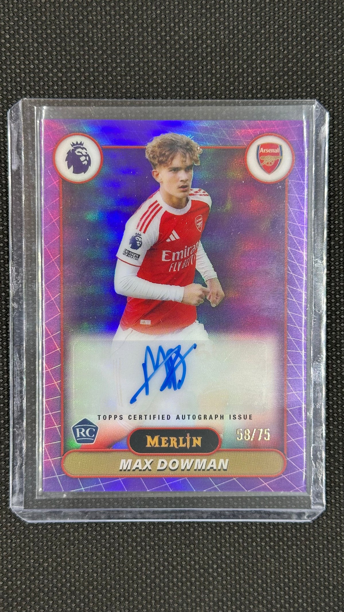Max Dowman rookie auto /75 Topps Merlin premier league