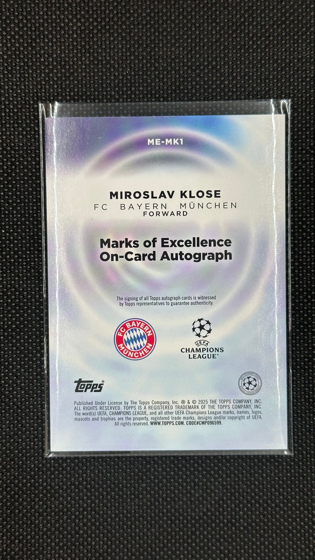 Miroslav Klose On Card Auto Marks of Excellence /99 Topps