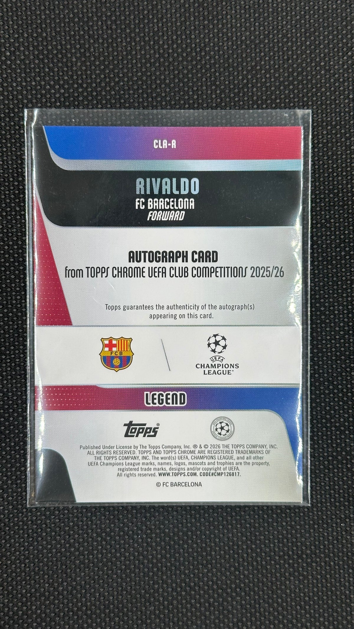 Rivaldo Auto /50 Gold Lava Topps Chrome 2025/26