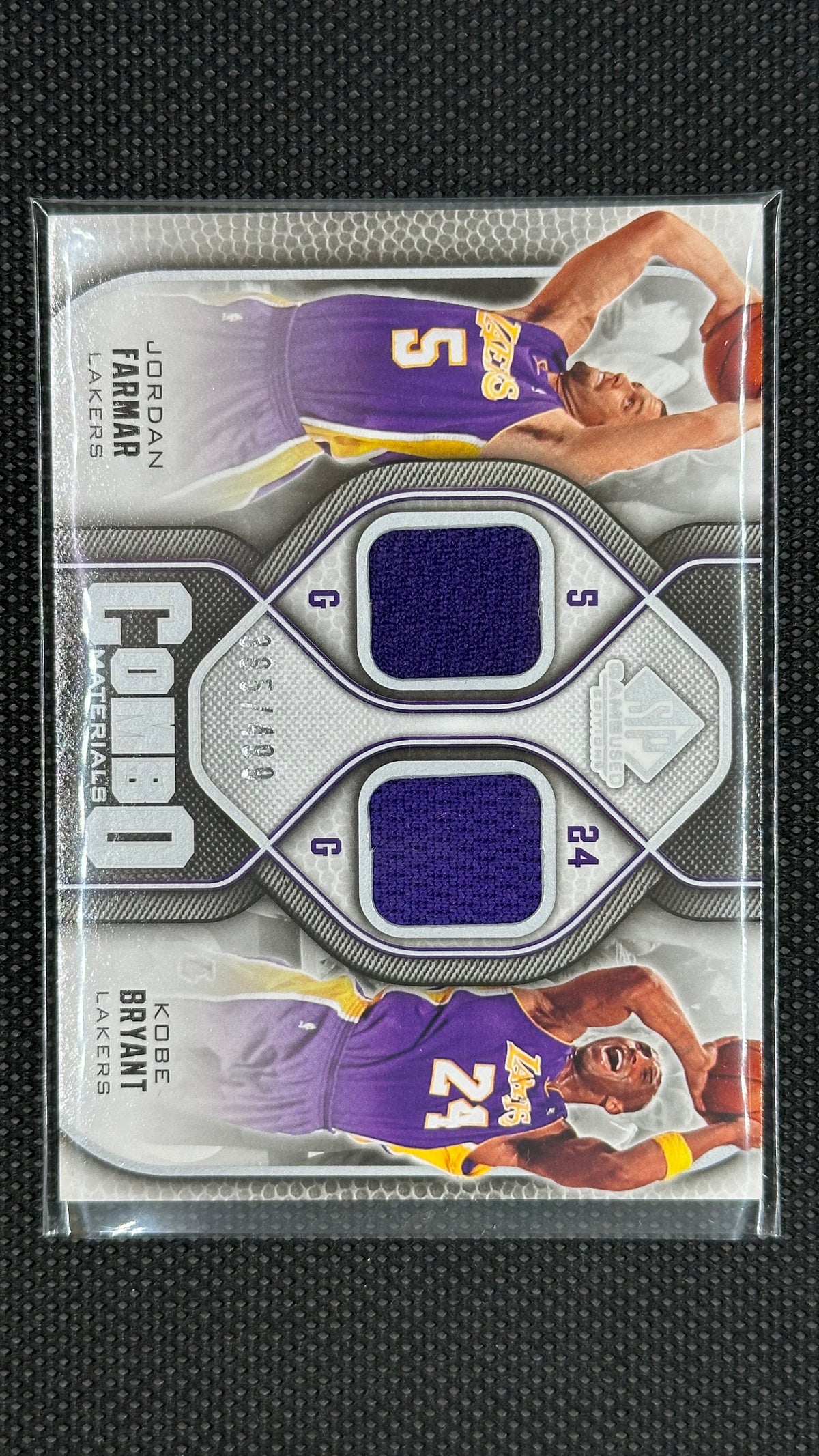Kobe Bryant Jordan Farmar combo material patch match worn panini