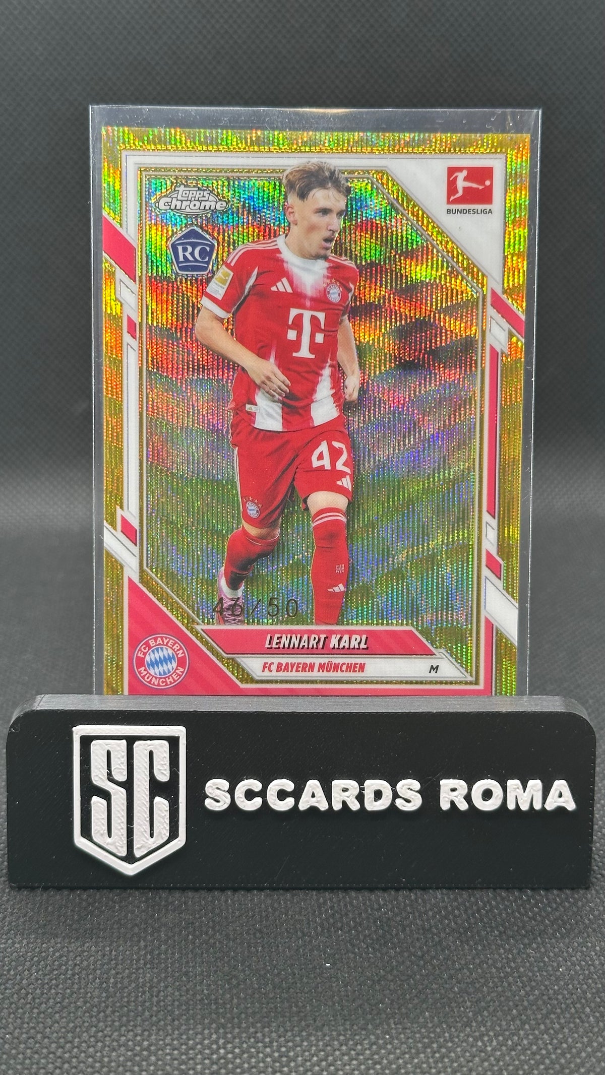 Lennart Karl Rookie /50 Gold Wave Topps Chrome Bundesliga 2025/26