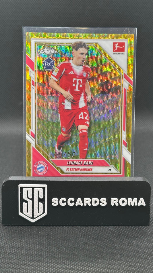 Lennart Karl Rookie /50 Gold Wave Topps Chrome Bundesliga 2025/26