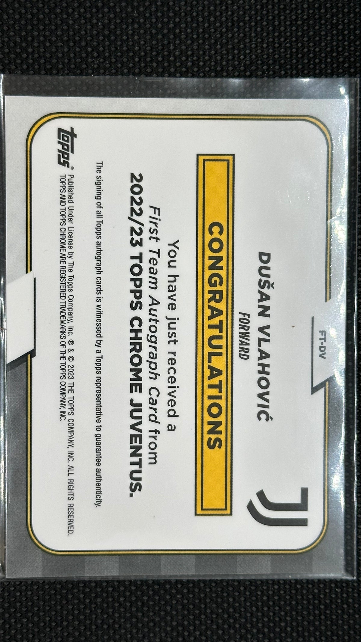 Dusan VLAHOVIC zebra auto /75 Topps chrome