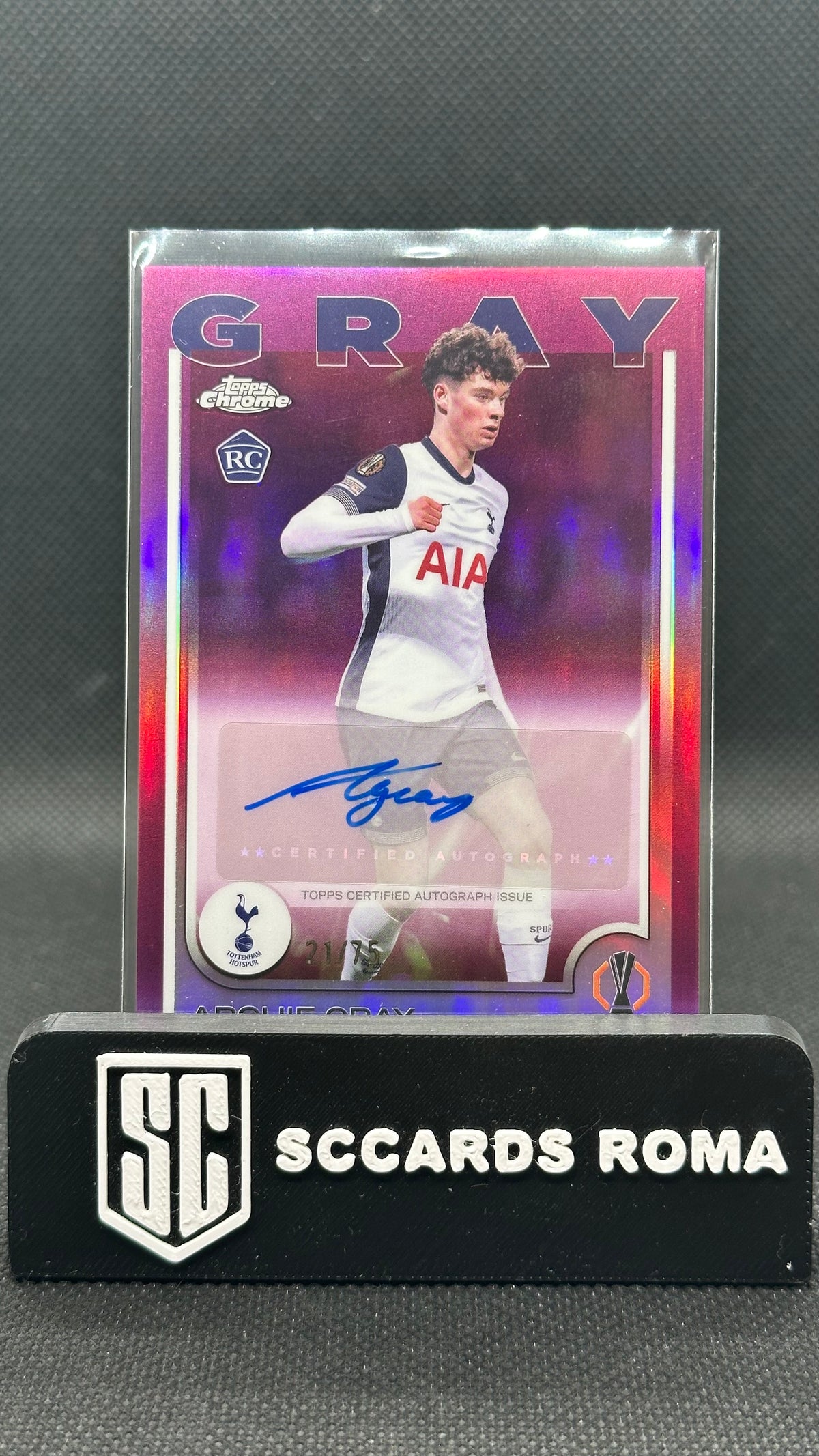 Topps Chrome Archie Gray Auto rookie Tottenham Hotspur /75