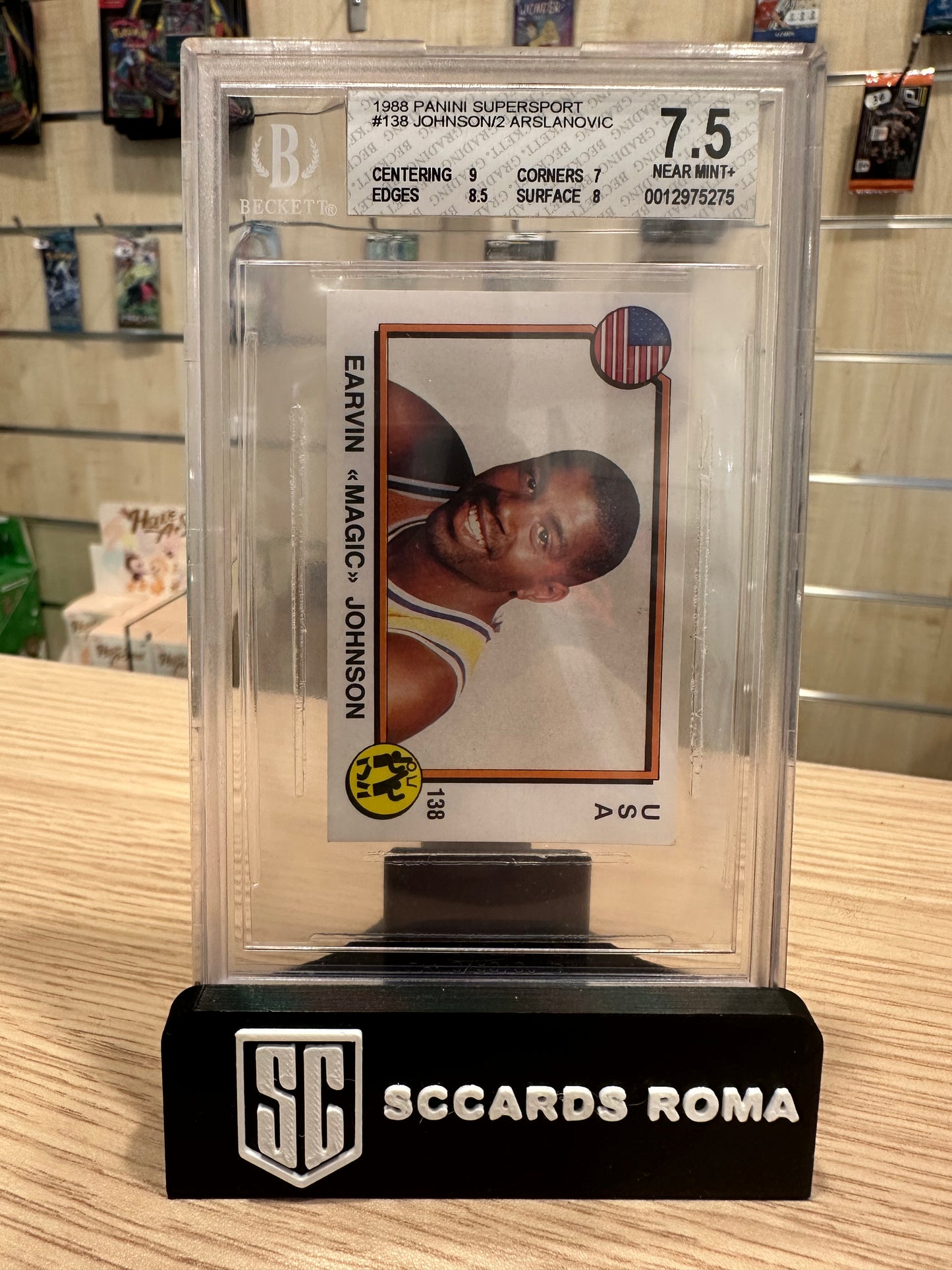 Magic Johnson/Mustafa Arslanovic 1988 Panini Supersport Beckett 7.5 Near Mint+