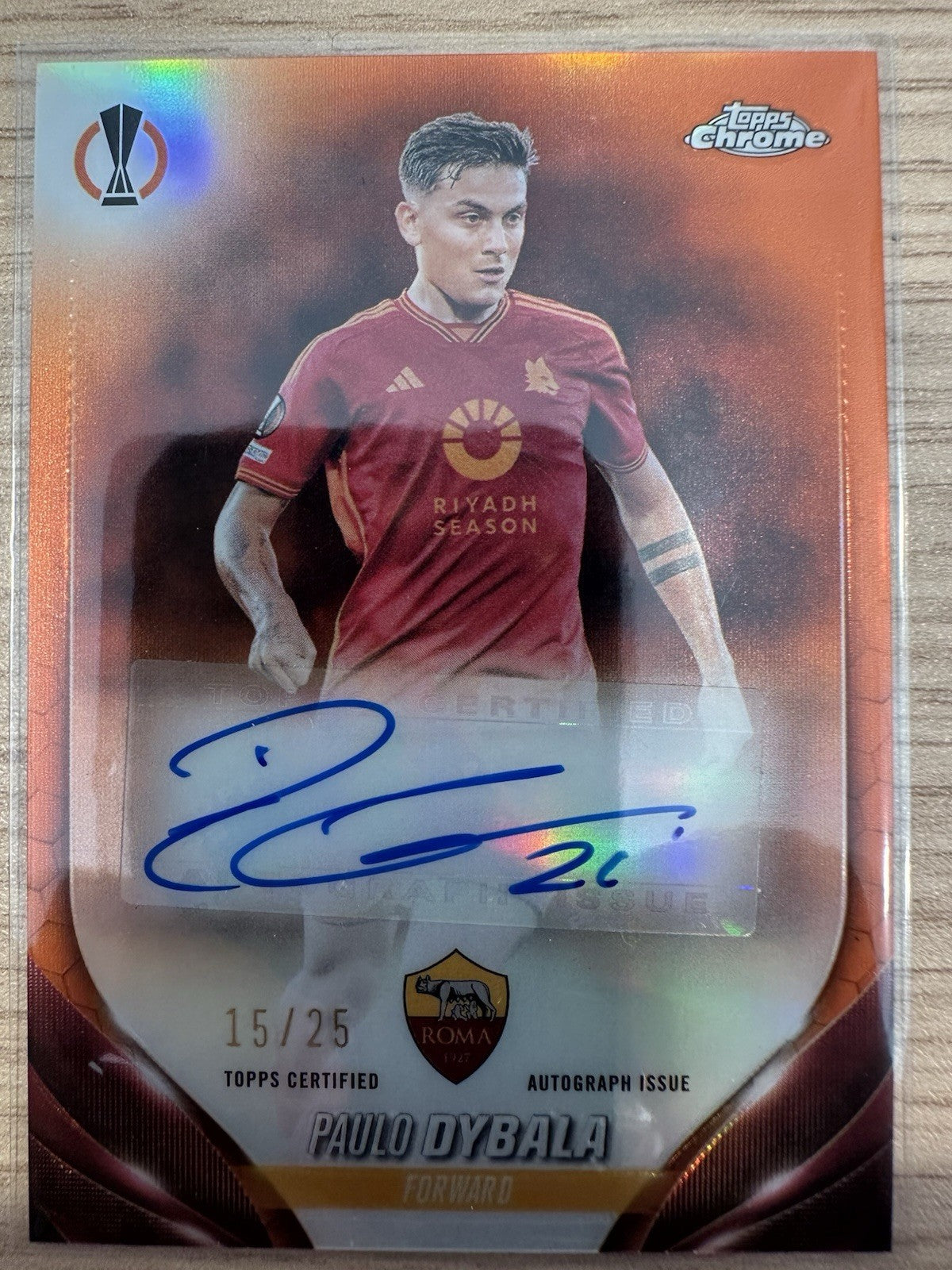 Paulo Dybala Autograph /25 Topps Chrome UEFA Club Competition 2023/24