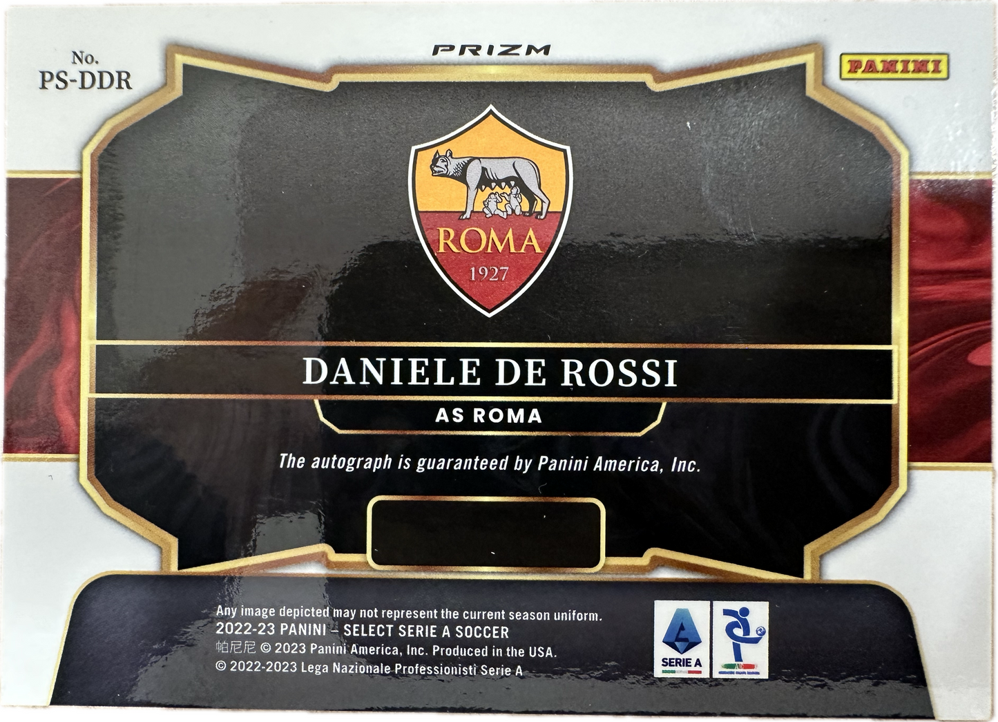 Daniele De Rossi Autograph Pitchside Signature Panini Select Serie A 2022-23